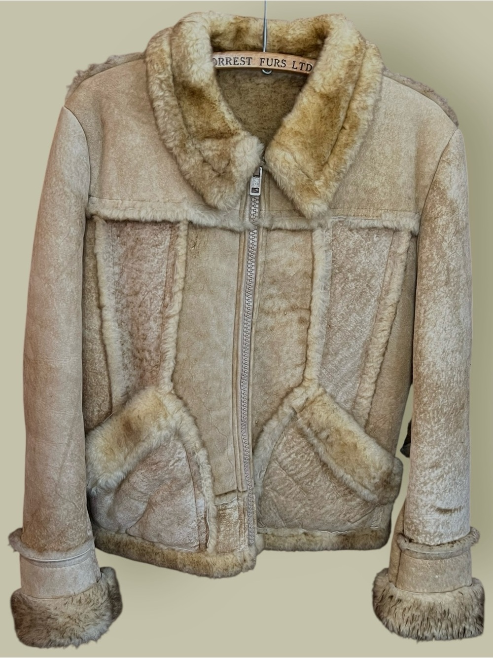 Leather Attic Vintage 70s Shearling Zip-Front Jacket